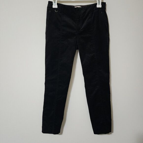 Anthropologie The Essential Slim Womens Velour Velvet Pants Black Stretch Size 2 - Picture 1 of 12